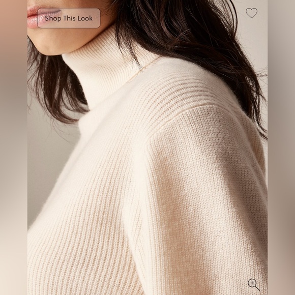 J.Crew Ribbed cashmere turtleneck sweater in heather muslin - Picture 3 of 8